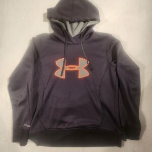 Under Armour Charcoal Hoodie with Vibrant Orange Emblem